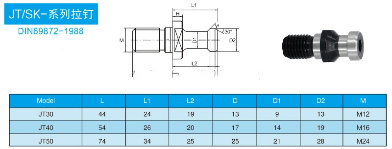 Jt30 Jt40 Jt50 Pull Studs Machine Tools CNC for CNC Milling Lathe Machine Tool Accessories Sk30 Sk40 Sk50 Pull Stud