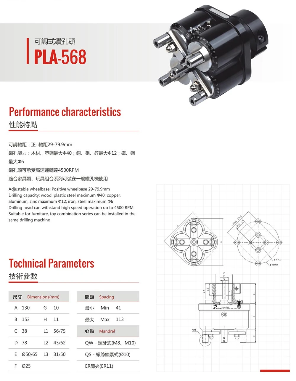 Protean Multi Five Spindle Machine Accessories Boring Head Wood Drilling